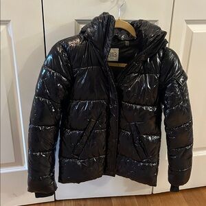 S13 | Girls Shiny Metallic Puffer Jacket Coat with Detachable Hood Kids Size 14